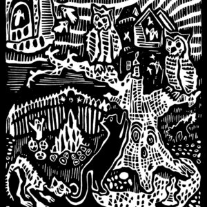 Metra Mitchell Artwork Wit Over Suffering Woodcut